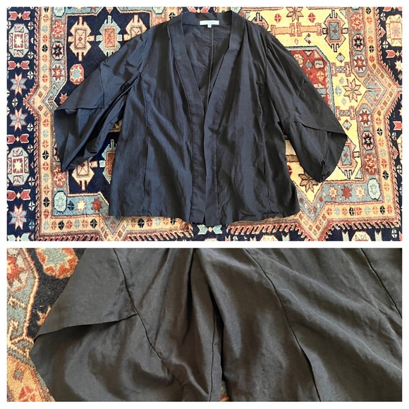 Nurture black silk cotton kimono cardigan drape batwing top blouse XL - Picture 1 of 8